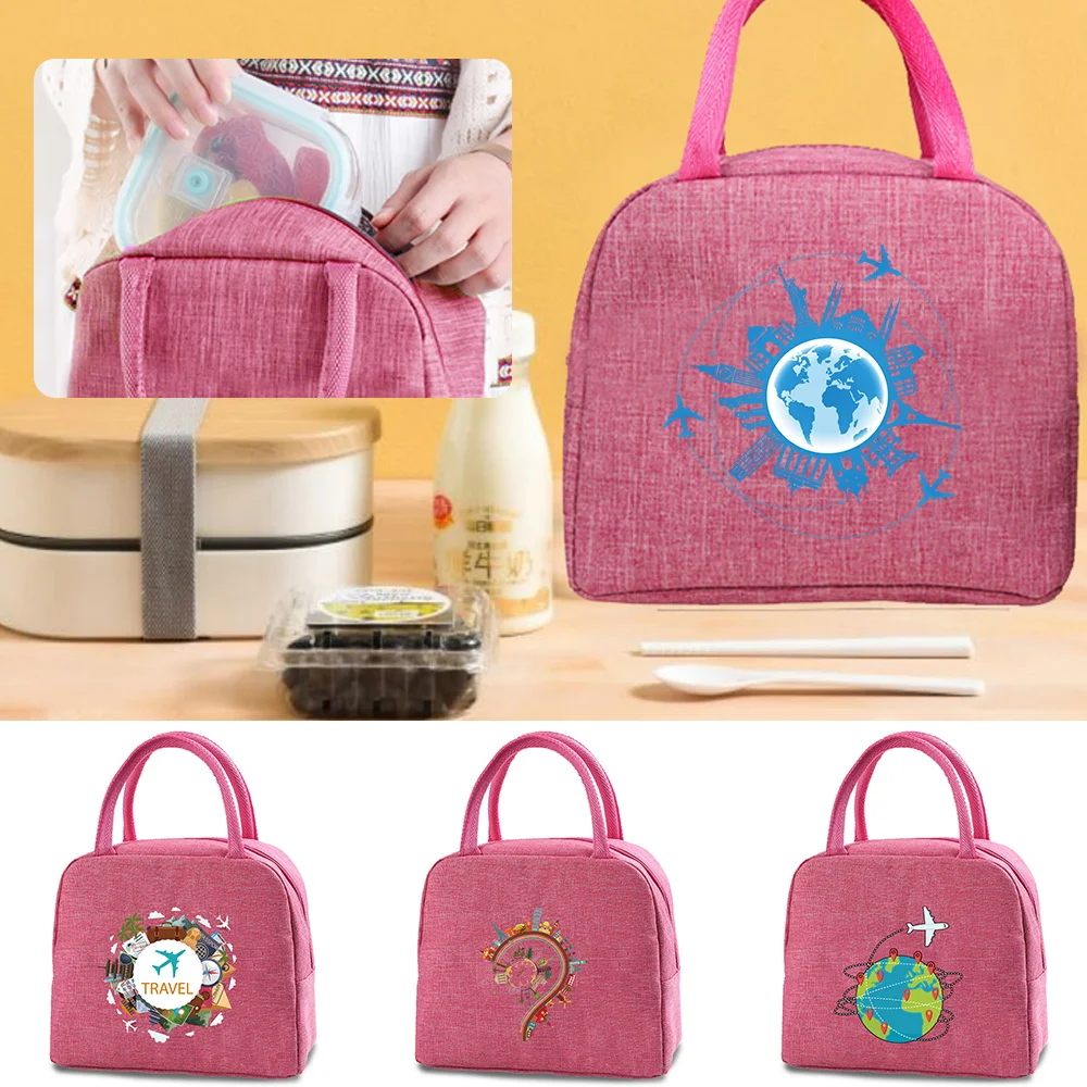 

Cooler Bags Portable Lunch Bag for Women Fridge Bag Zipper Thermal Bag Lunch Box Tote Travel Print Food Picnic Beach New Handbag