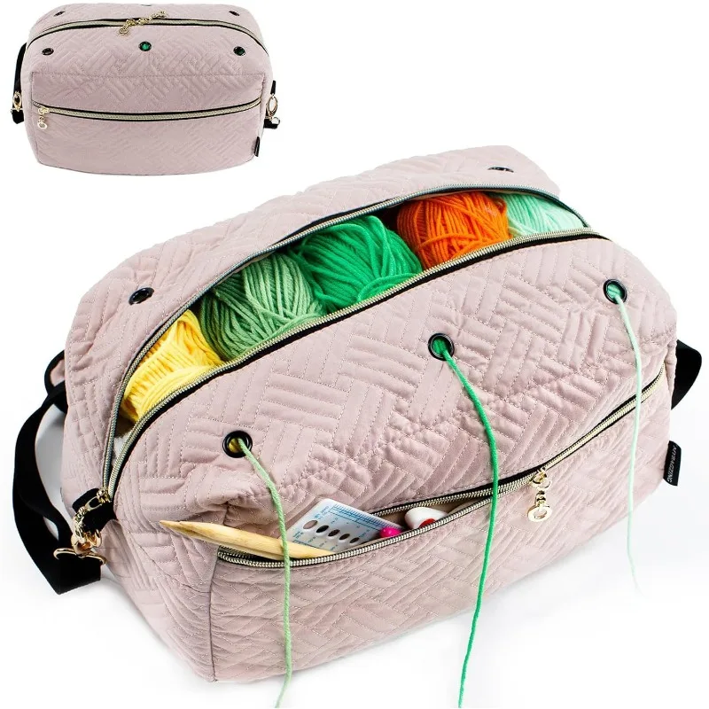 Large Capacity Crochet Bag Organizer Yarn Holder Crochet Accessories Gifts Crafters DIY Storage Bag