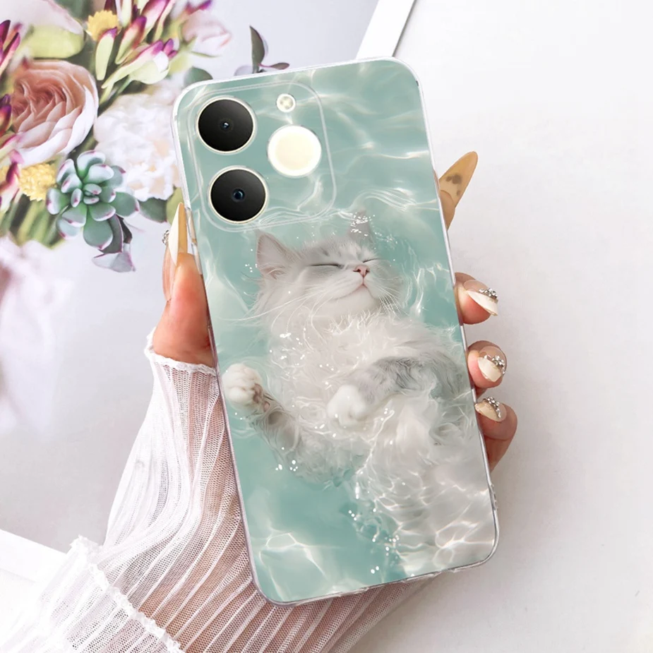 Luxury Lotus Painted Soft Silicone Case - Elegant Protective Cover