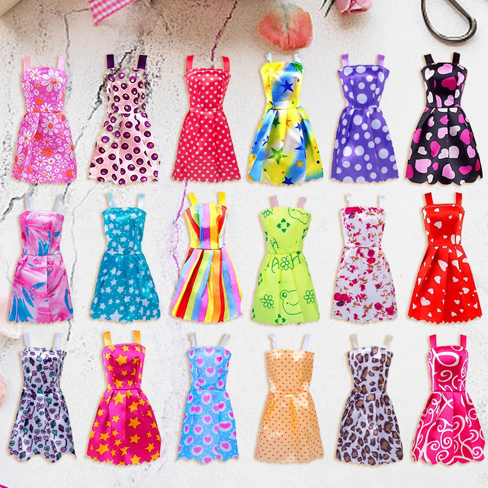 32pcs Doll Dressup Dress Polyester Doll Decorative Skirt Props Fairy Collection Clothes Random Style for Girls Gift 