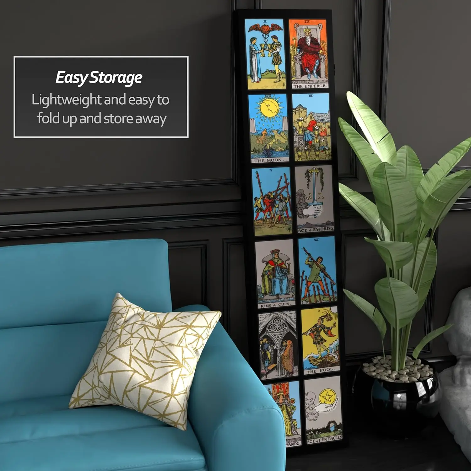 6 Ft. Tall Double Sided Rider-Waite Tarot Canvas Room Divider 3
