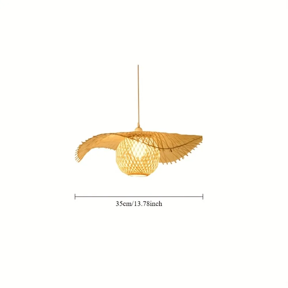 Rattan Woven Chandelier Handmade Weaving Bamboo Lamp Shade Rattan Hanging Pendant Light for Home Decoration