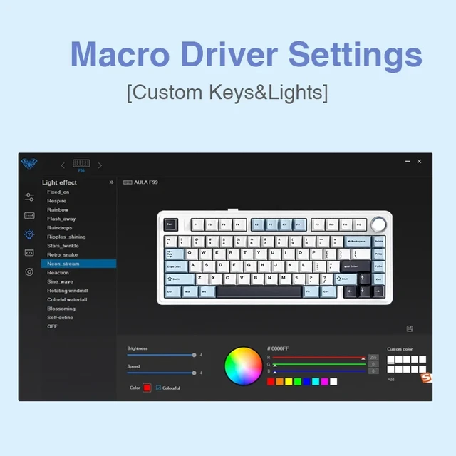 AULA F75 2.4G Wireless/Bluetooth/Wired Gaming Mechanical Keyboard RGB Customized 75% Layout OEM Profile Gasket Structure 5