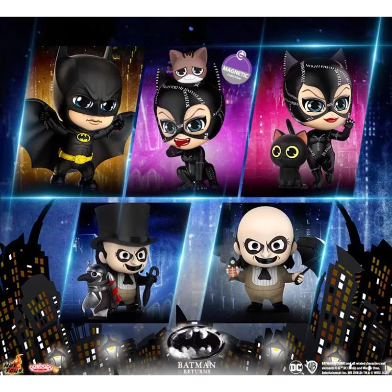 In Magazzino Original Hottoys Ht Cosbaby Cosb714-718 Batman Cat Woman Whip The Penguin With Umbrella Batman Returns Mini Model