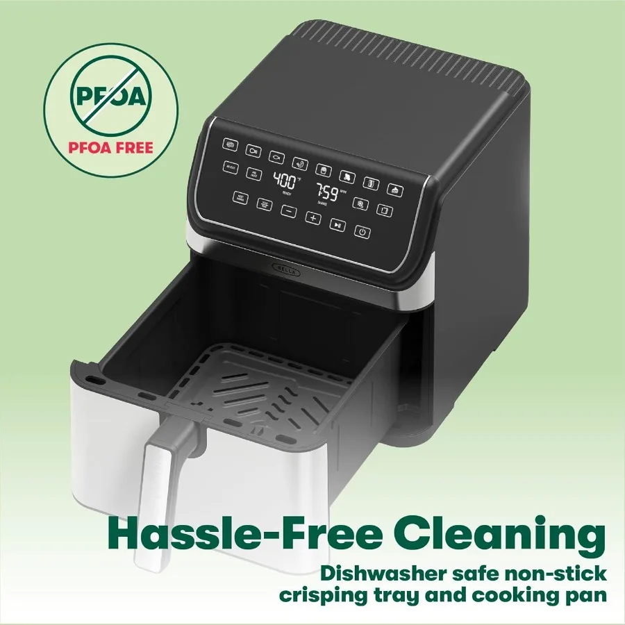8 Qt Digital Air Fryer with TurboCrisp Technology for Large Family Meals Nonstick Cooking Basket and Crisping Tray for Even Bro 3