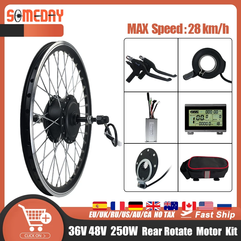 Kit Ebike 36V 48V 250W E-Bike E Bike Ruota Posteriore Mozzo Motore Bicicletta Elettrica Kit Di Conversione Bici Bicicleta Electrica