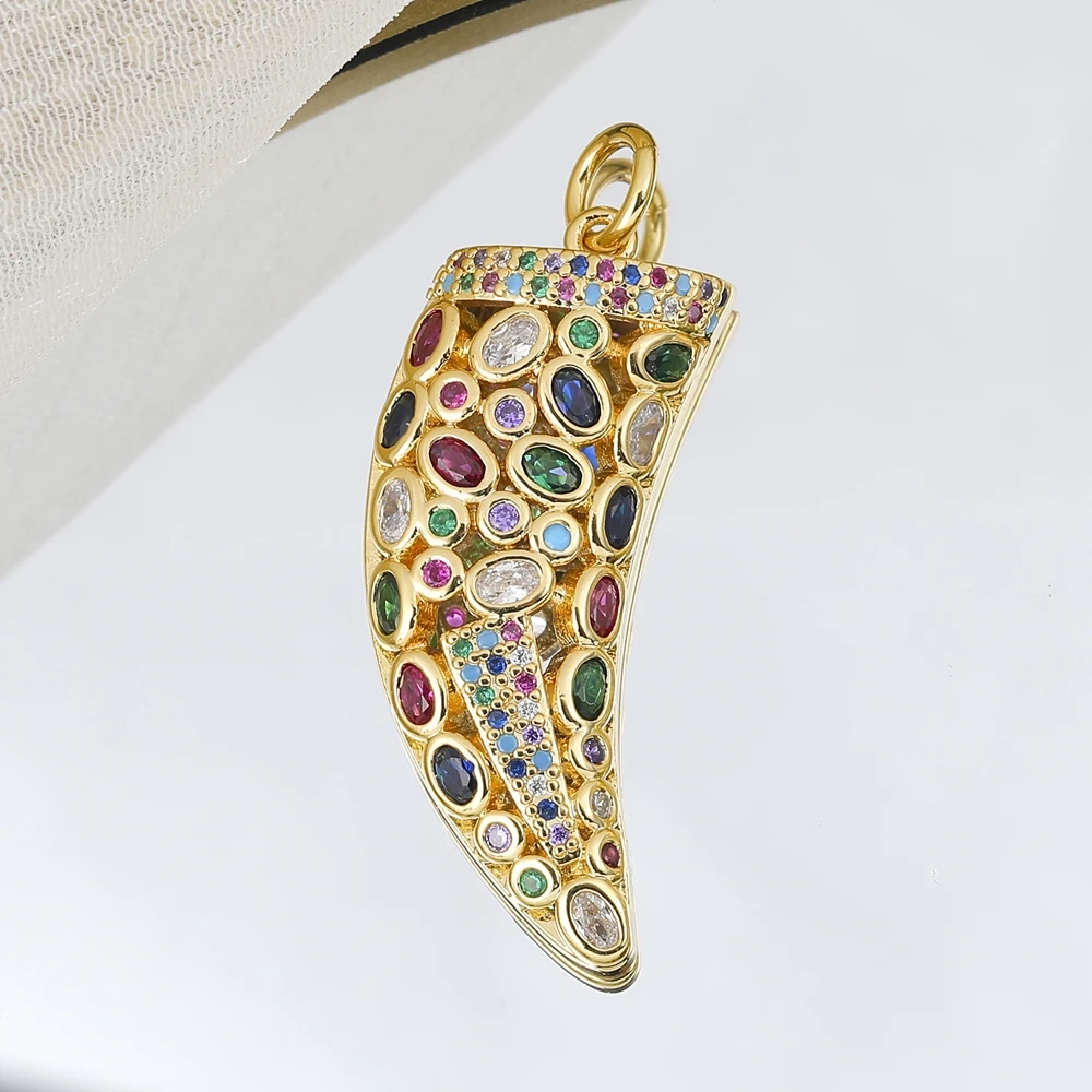 Juya Handmade Regenbogen Kristalle Wolf Zahn 18K Reales Gold Überzog Bösen blick Charme Für DIY Luxus Talisman Anhänger Schmuck, der – Detail 5