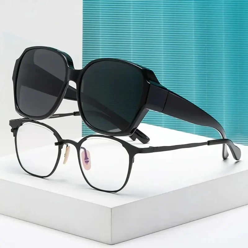 Fahrbrillen-Abdeckung, Sonnenbrille, passt über Brillen, umwickelnde Sonnenbrille, quadratische Farbtöne, UV400-Brille für Männer und Frauen – Detail 2
