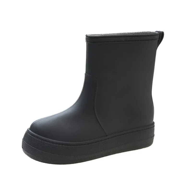 

New Women Fashion Mid-calf PVC Rain Boots Waterproof Slip-on Rainboots Female Outdoor Water Shoes Wellies Boots Non-slip