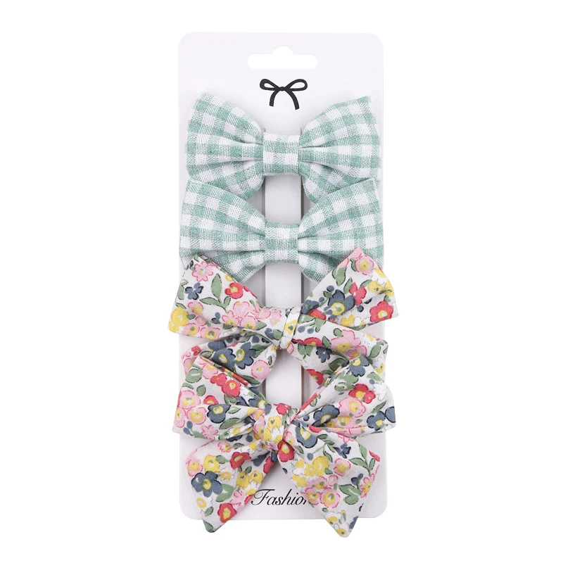 baby stroller mosquito net Baby Bow Hairpin Girl Hair Clip Cotton Lace Barette For Children Headwear Infant Floral Plaid Clips Babies Cute Accessory 3/4Pcs baby accessories box