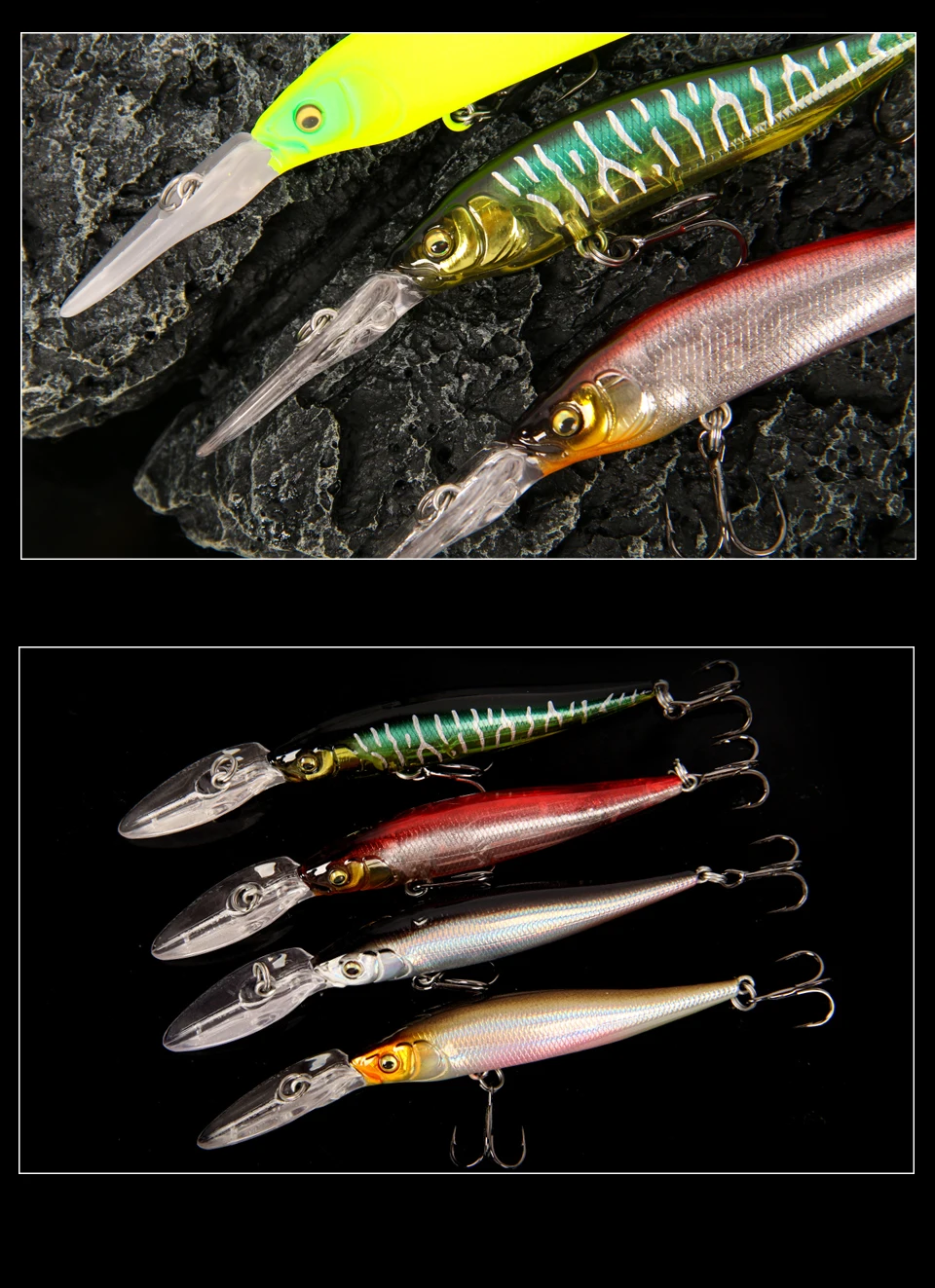 LETOYO 8,5g/105mm Tiefe Tauchen Minnow Köder Lange Zunge Platte Minnow Angeln Locken Mit Stahl Ball Künstliche harte Köder Für Bass – Detail 5