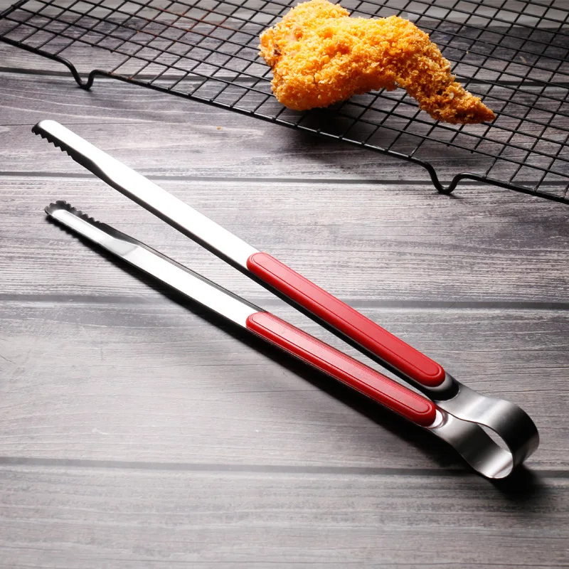 Stainless Steel Kitchen BBQ Tongs Food Buffet Salad Clip Bread Ice Tongs Q