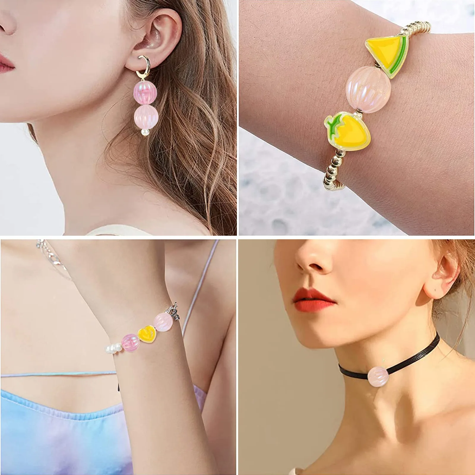 50 Stück zufällige Farbe 16mm Acryl Kürbis Perlen bunte runde Perlen Obst Kürbis Perlen für Schmuck Armband Herstellung Zubehör – Detail 7