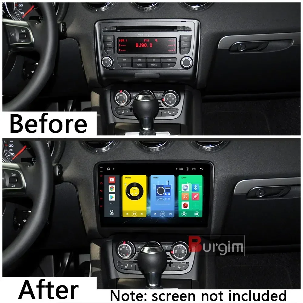 Audi TT MK2 2006-2014  ڵ  ٸ, 2 Din  Ʈ ŰƮ, 9 ġ ׷ г ̾ ϳ׽  ̺  Canbus