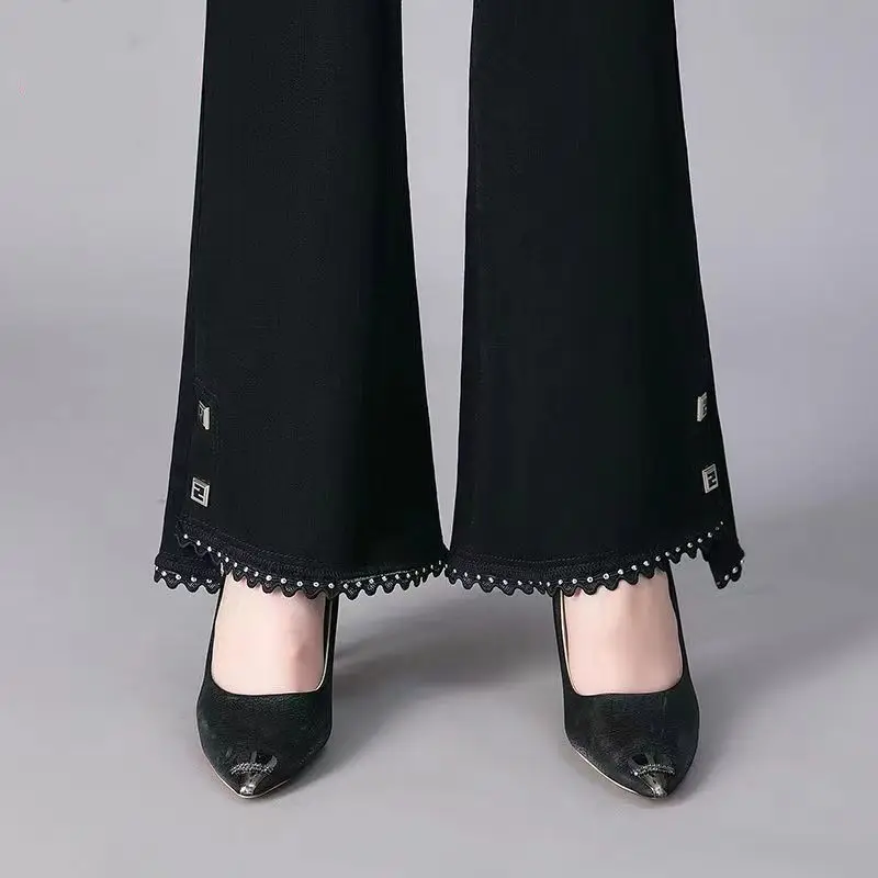 Summer Slim Fashion Spliced Commute Pants for Female Korean Casual Solid Color High Waist Simplicity Trousers Women's Clothing