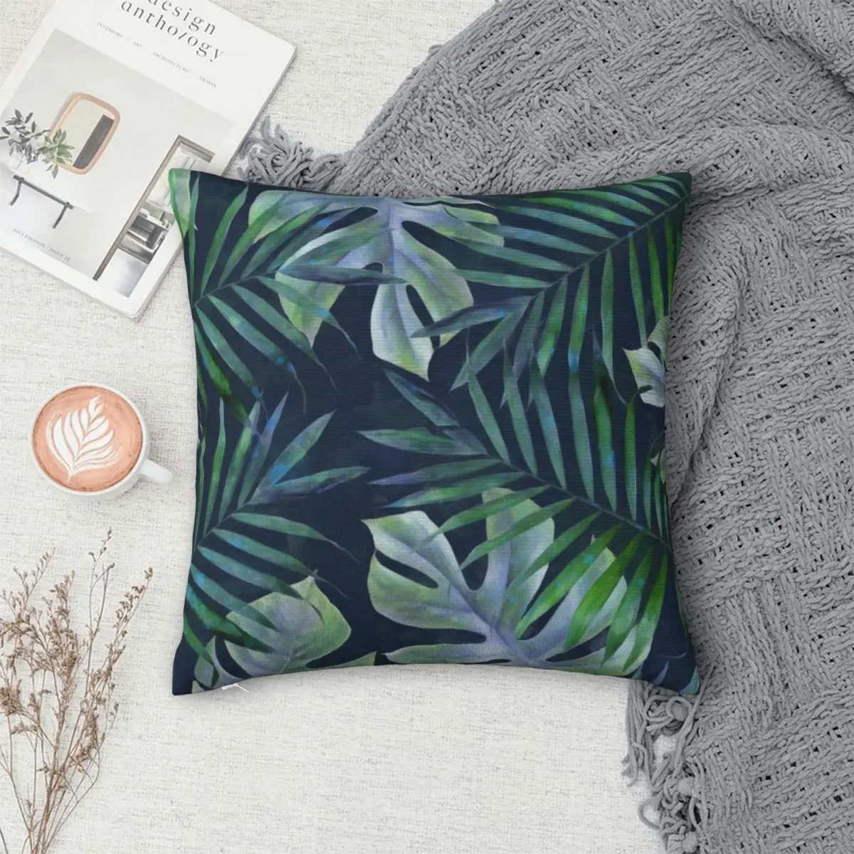 

Night Tropical Leaves Pillowcase Polyester Pillows Cover Cushion Comfort Throw Pillow Sofa Decorative Cushions Used for Home