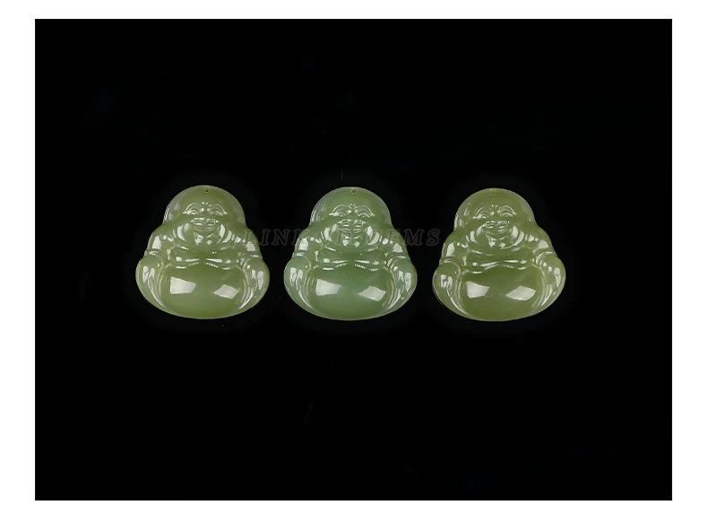 1 Stück Naturstein Hetian Jade geschnitzte Maitreya Buddha Perle mit Loch Anhänger für Schmuckherstellung DIY Halskette Armband Zubehör – Detail 7