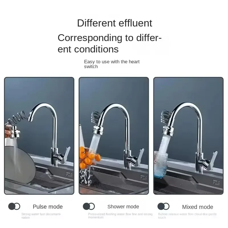 New 3 Modes Sink Faucet 360 Degree Rotation Filter Extension Tube Shower Water Saving Tap Universal Kitchen Gadgets Accessories 4