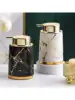 400ml Light Luxury Ceramic Marble Texture Refillable Press Mousse Foaming Soap Dispenser For Bottling, Filling Facial Cleanser 1