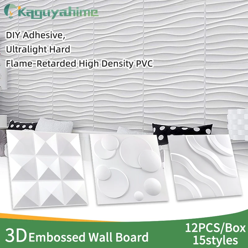 Kaguyahime 12Pcs 15Styles 3D Wall Panels Adesivi Murali Stereoscopici In Rilievo Ultralight Hard Pvc Board Decor Wall Autoadesivo