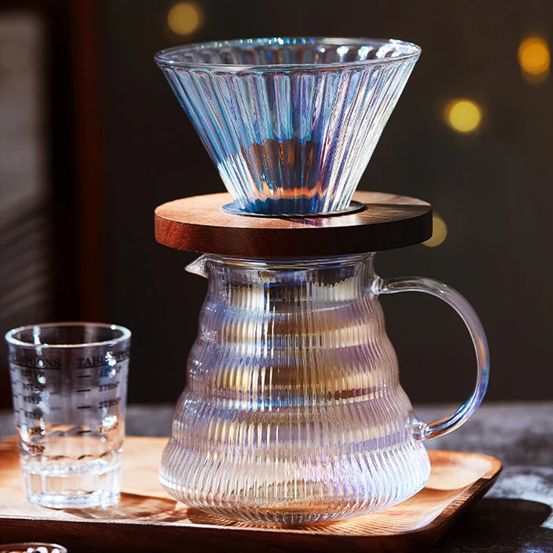 Pour over Coffee Dripper Coffee Pot Set Coffee Server Coffee Maker Cup V02  Glass Coffee Funnel Drip Coffee Set B