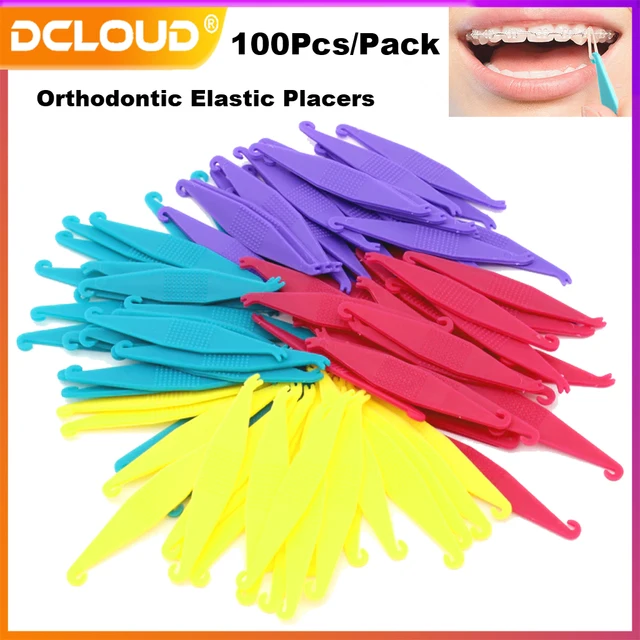 100Pc Disposable Orthodontic Elastic Placers For Ortho Braces Bands Dentis Accessories Rubber Ligature Links Ring Retractor Care