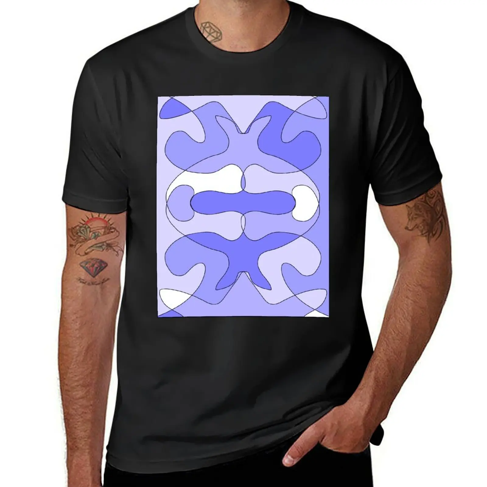

patterns with blue tones T-shirt vintage clothes sports fans heavyweights Short sleeve tee men