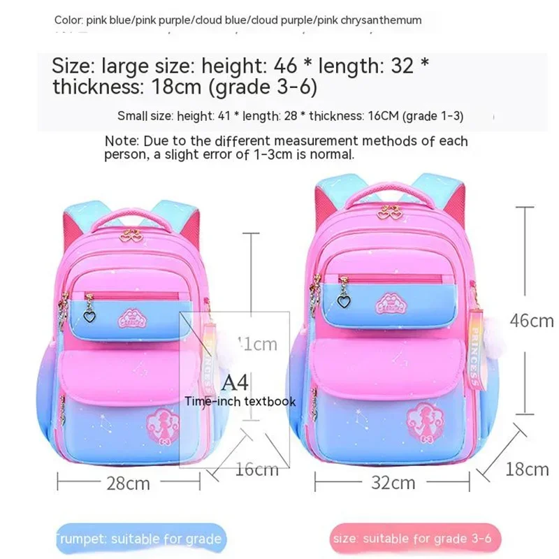 Orthopedic Primary School Bags for Girls Gradient Color Grades 1-3-6 Children's Backpack Large Capacity Kids Rucksack Mochila