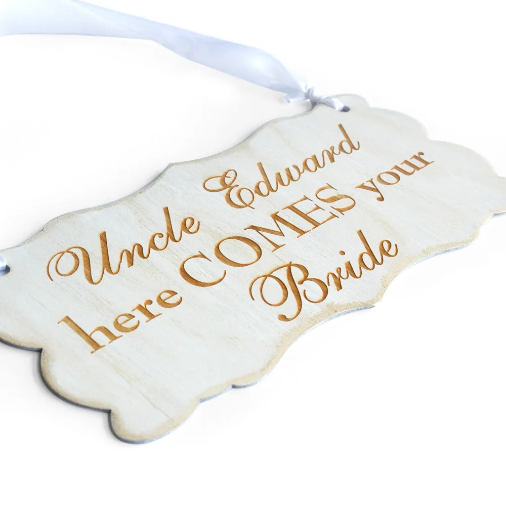 Personalized Wedding Sign Here Comes Your Bride Rustic Wedding Signage Wood Flower Girl Ring Bearer Sign Customizable