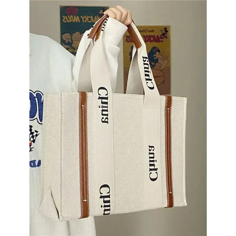 Ladies Luxury Bag Women's Handbags Trend 2024 Designer Canvas Leather Letters Shopping Bag Classic Woody Large Tote Bags Y2k