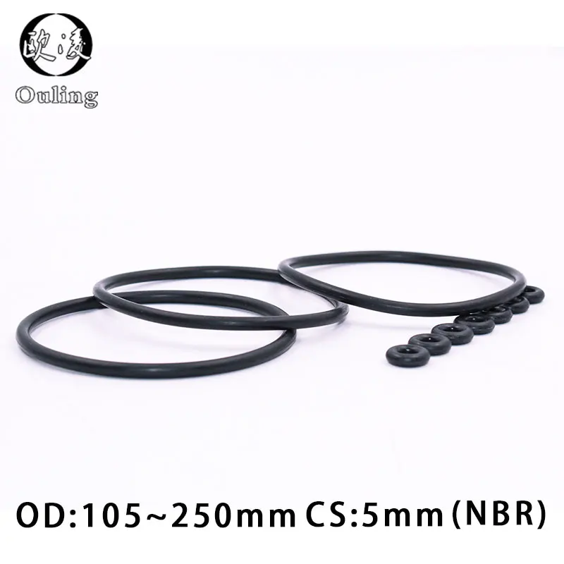 고무 NBR 씰링 O 링, 도장 오링, NBR 개스킷 씰링, CS5mm OD105, 110, 115, 120, 125, 130, 135, 140, 145, 150, 250mm, 로트당 2 개-