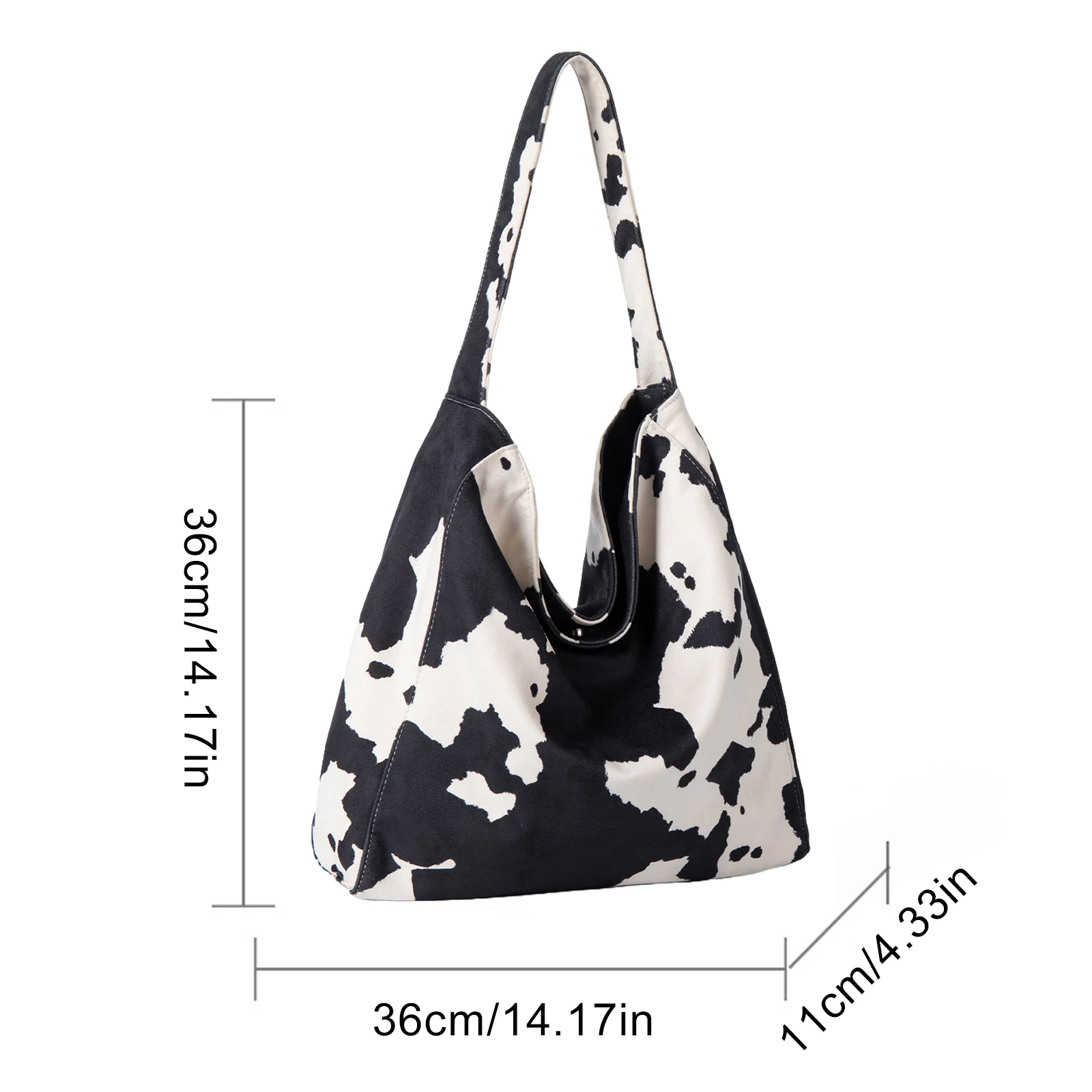 Cow Print Tote Bag Hobo Bag Large Capacity Slouchy Shoulder Bag Soft Casual Commute Satchel for Women Travel Shopping Work