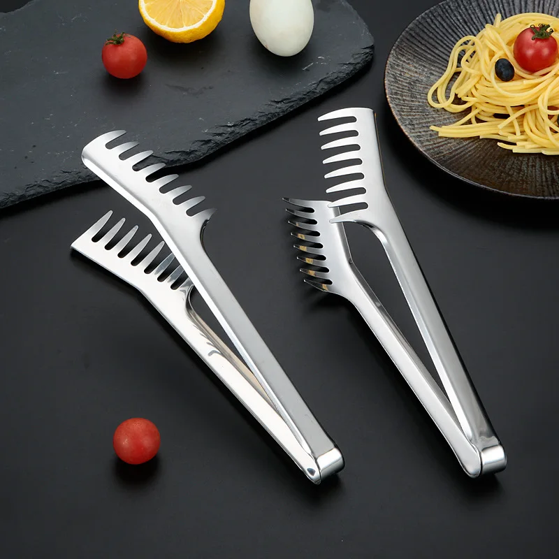 Food Tongs Kitchen Food Tongs Stainless Steel Color Comb Type Meal Clip Non Stick Cookware Salad Beef et Clamp Home Accessories