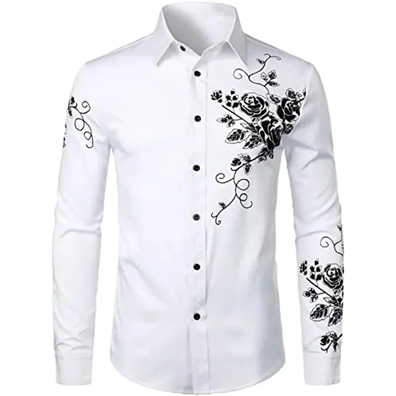 

Fall Fashion Luxury Social Men's Shirts Lapel Button-Up Shirts Casual Dot Print Long Sleeve Tops Men's Sweaters top S-6XL