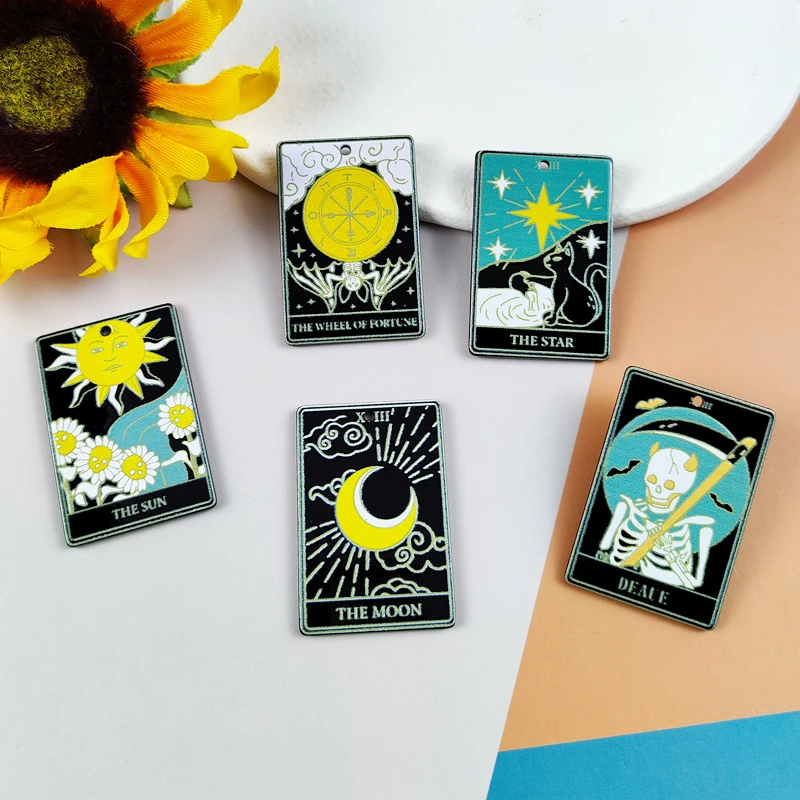 10 piezas cartas de Tarot de Luna y sol, amuletos acrílicos para  pendientes, colgante, collar, llavero, fabricación de joyas DIY, venta al  por mayor| | - AliExpress