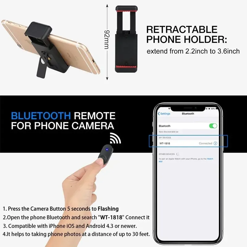 Extendable phone tripod for Phone Xiaomi Huawei iPhone Gopro Video Camera Photography With Remote Control Selfie
