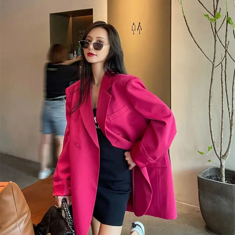 2023 New Blazer Women Korean Fashion Casual Gothic Vintage Dragon Jacket Retro Long Sleeve Thin Loose Blazers Coat Streetwear