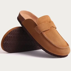 Unisex Fashion Cork Suede Clogs with Adjustable Buckle - 42(fit 26cm) (COW suede-BN1)