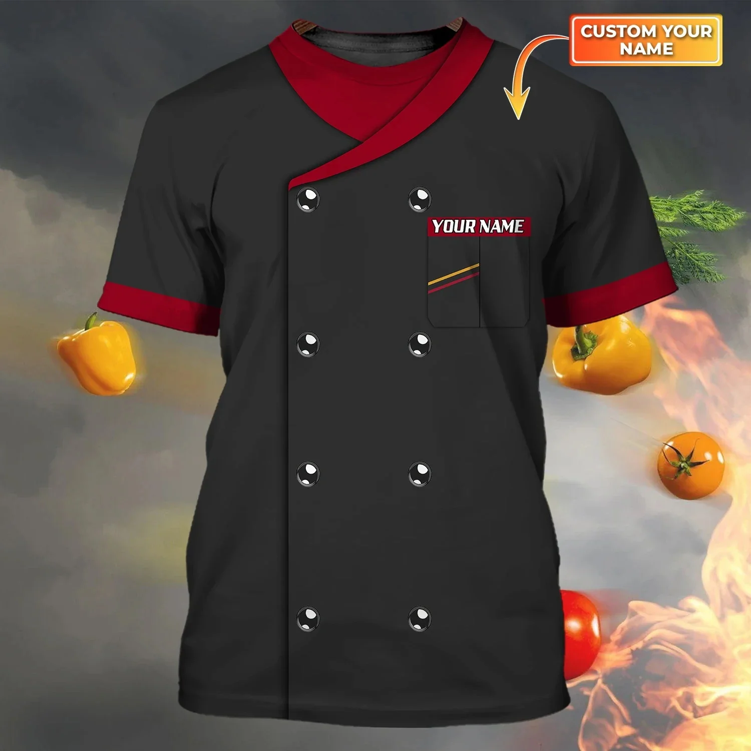 Chef Life Shirt Sommer Herren T-Shirt personalisierter Name Meisterkoch 3D gedruckt Unisex T-Shirt Bäckerei Chef Casual T-Shirt DW60 – Detail 10