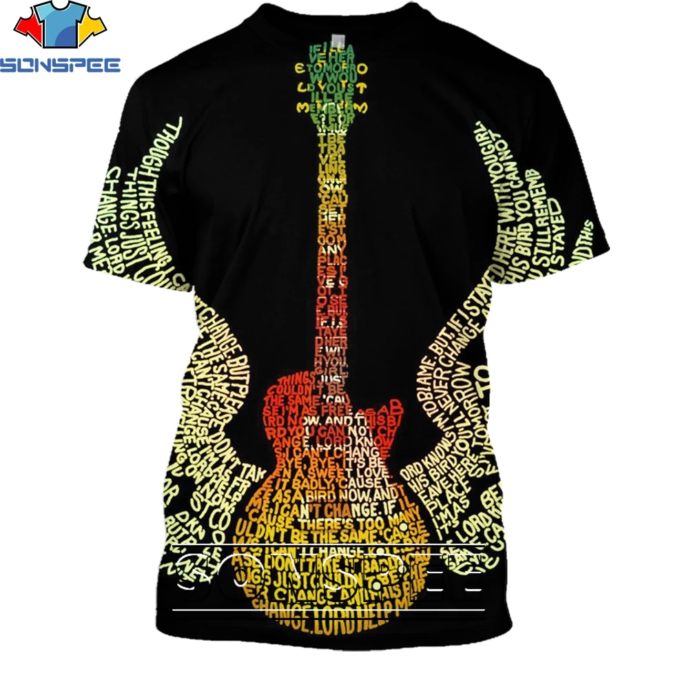 

SONSPEE Rock Music Guitar Shirt 3D Printing Men Women’s Automobile Punk Fun Retro Harajuku Man Oversize Tshirt Kids Tshirts Top