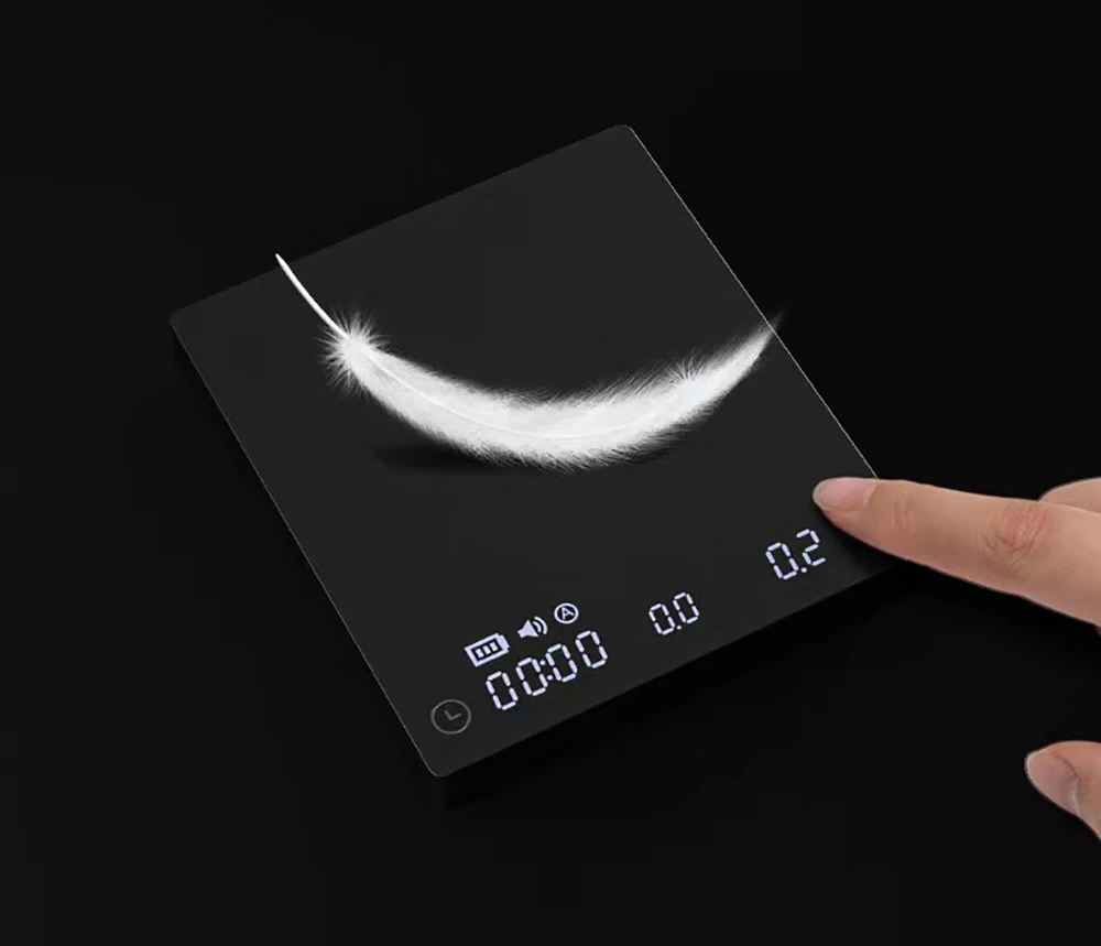 1pc New Timemore mini black mirror Italian coffee electronic scale touchable scale electric drip coffee pot