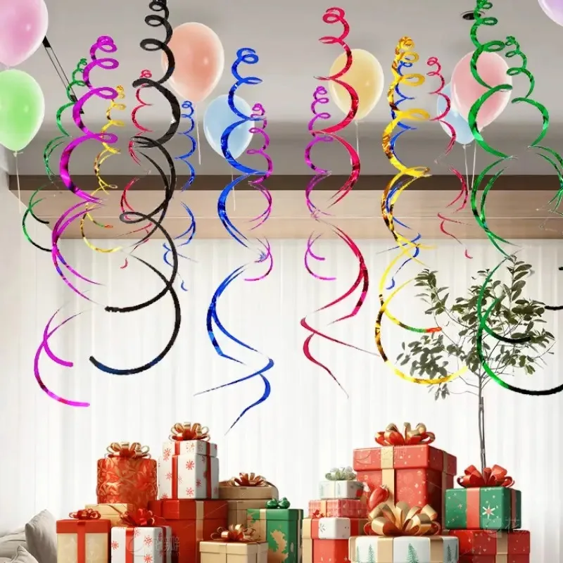 6/12/18PCS Bunte Spirale Dekoration Spirale Banner Hängen Swirl Dekorationen Geburtstag Hochzeit Weihnachten DIY Party Liefert – Detail 6