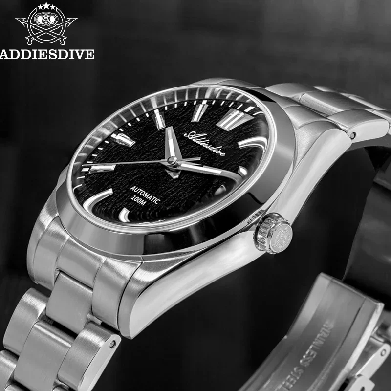 New ADDIESDIVE AD2075 NH35 Automatic Watch 100M Waterproof Sapphire Glass Stainless Steel Dive Mechanical Watches For Men