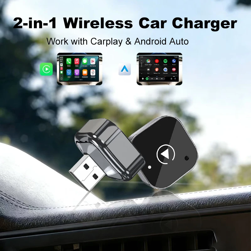 Carplay Android Auto Wireless Adapter 2 in 1 Smart Mini Box Plug and Play WIFI BT Auto Connect Toyota VW Peugeot MAZDA FORD