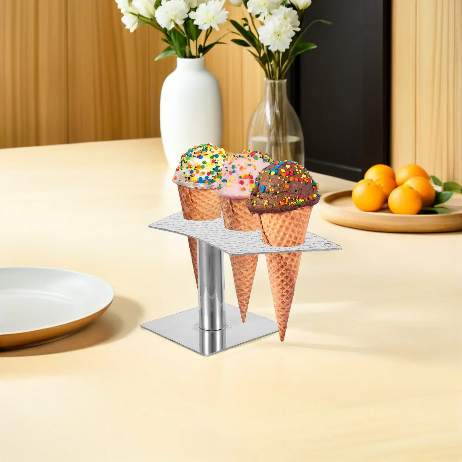 스테인리스 스틸 스시 핸드롤 홀더 일본식 아이스크림 콘 디스플레이 스탠드 (와플, 설탕 크림 콘, 샤퀴테리용)