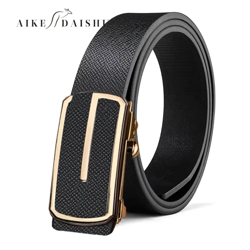 Alloy Black Fashionable Belt, Men's New Fashion Luxury Letter Smooth Buckle Belts Leather Gifts Waistband Band for Men,Women Belts,Temu