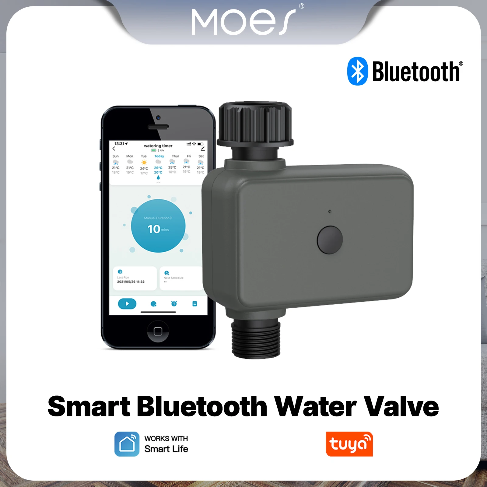 MOES-válvula de riego de jardín inteligente con Bluetooth, temporizadores de riego Tuya, filtro de control remoto, aspersor temporizado programable lavable