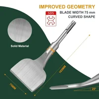 For 1 Pcs Rotary Hammer Drill Groove Flat Chisel Masonry Concrete Percussion Widening Drill Elbow (17x165x75 mm) 25°SDS PLUS 1