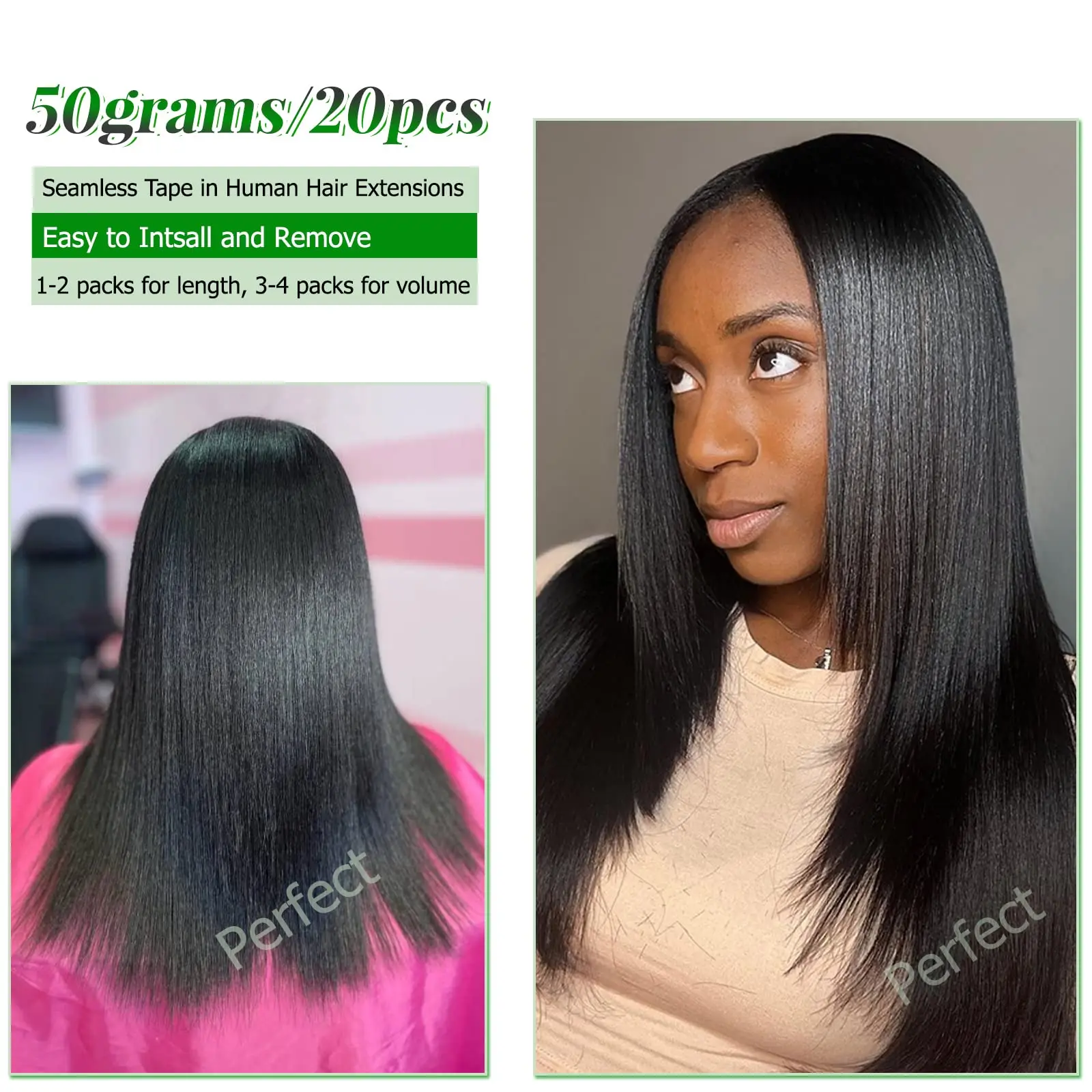 Yaki Straight Tape in Hair Extensions 14-26inches Real Virgin Human Hair Skin Weft Tape in Double Weft Glue Extensions