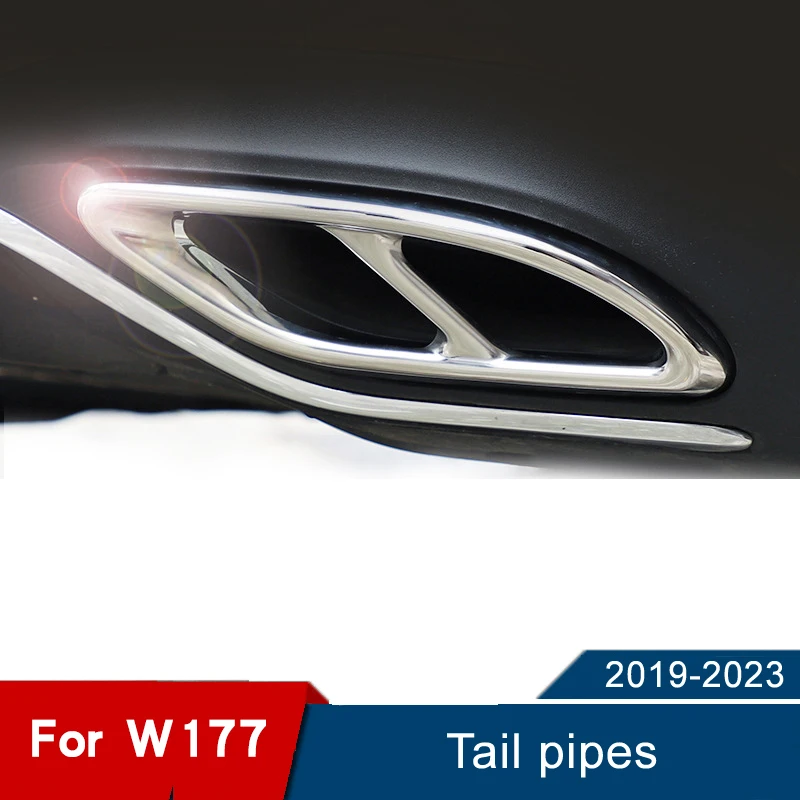 Car Exhaust Pipe Tail Throat Car Sticker 2Pcs for Mercedes W177 Exhaust V177 A200 A-CLASS Rear Bumper Accessories